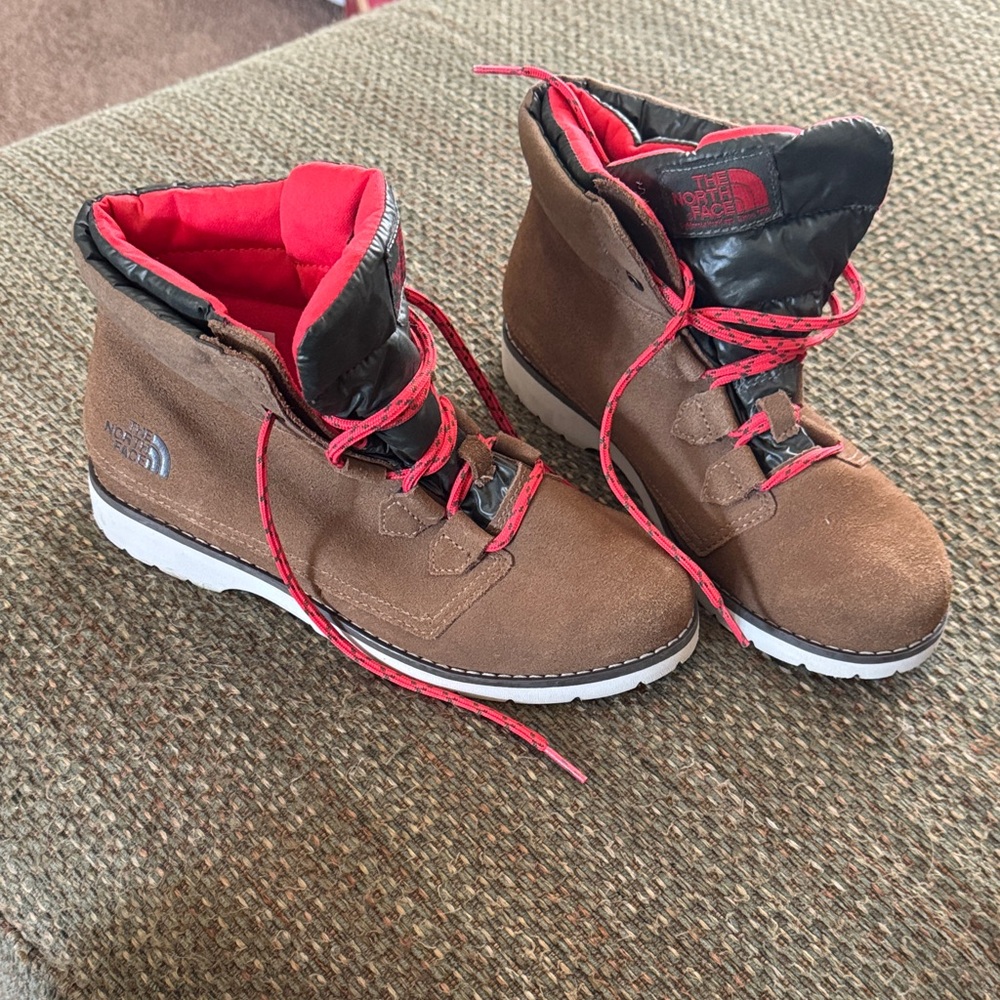 The North Face Brown Boots with Red Highlights